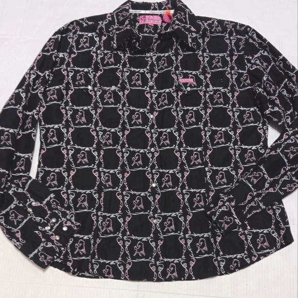 COWGIRL HARDWARE embroidered horse graphic Western snap front cotton shirt, XXL - Picture 3 of 16